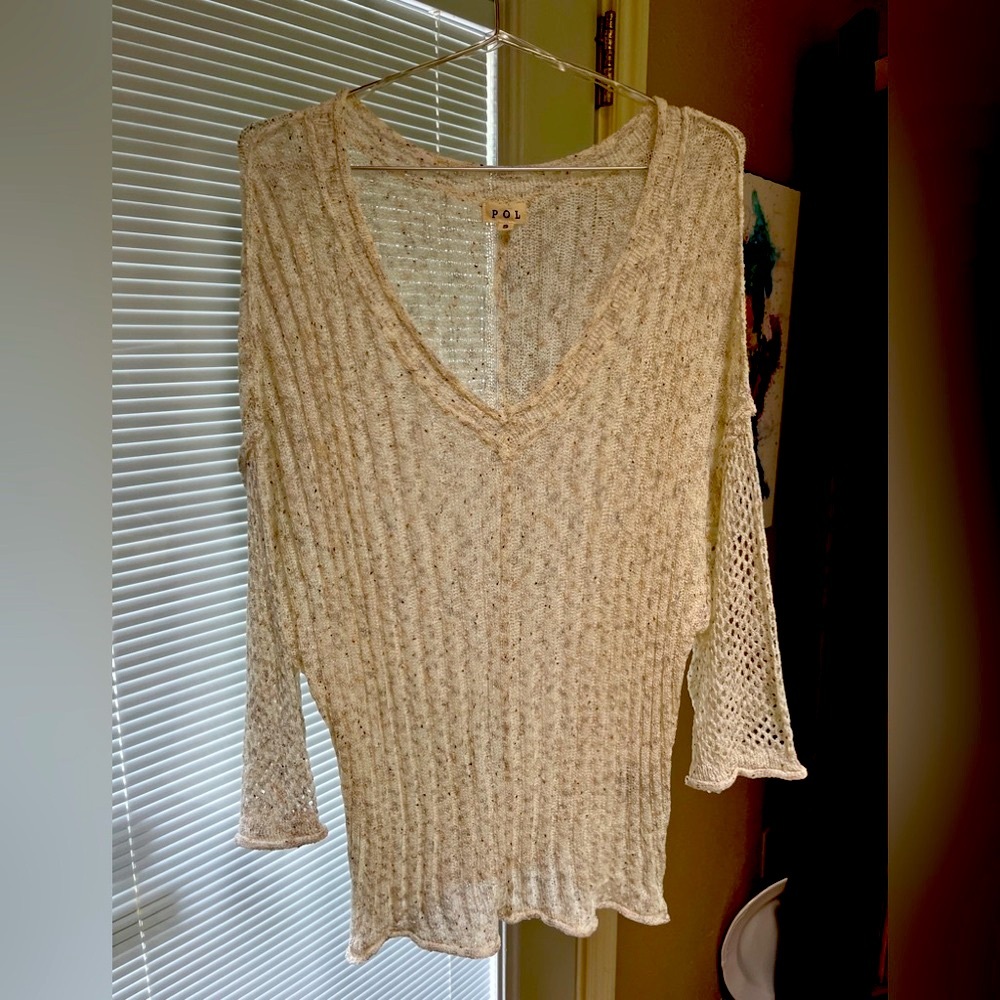 POL Cream V-Neck Sweater